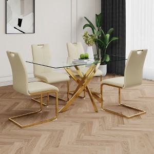 Sapphtopaz Modern Simple Dining Chairs Set, Faux Leather Padded Seat Kitchen Chairs with Chrome Metal Legs for Dining Room, Kitchen - 1 of 4