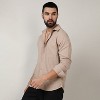 Campus Sutra Men Men's Beige Self-Design Intertwine Shirt - 3 of 4