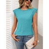 Women's Lace Panel Short Sleeve Tee - Solid Color Crewneck Cropped Top - 3 of 4