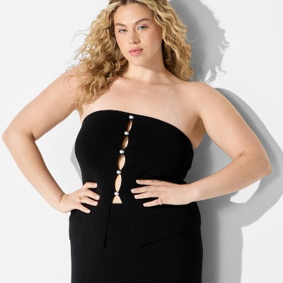 Women's Pearl Button Sweater Tube Top - Wild Fable™