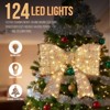 NAYSAYE 28IN Gold Christmas Bowknot Decoration Tinsel Holiday Display for Door Wall Porch Indoor Outdoor Ornament, Gold, 28.3"*4.7"*25.6" - 4 of 4