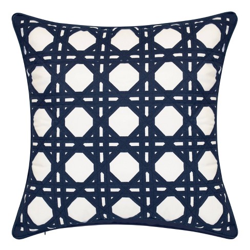 Edie@Home Indoor & Outdoor Fishnet Pleat Light Blue 18x18 Decorative Pillow