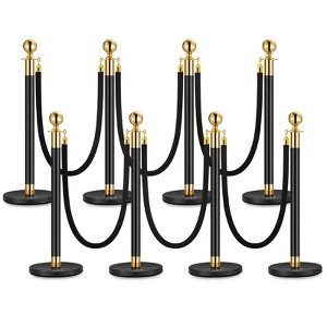 Coucheta Stanchion Posts with 2x5FT Velvet Ropes, Crowd Control Barrier Set for Queue, Party, Red Carpet, Grand Opening, Casino, Event Decorations - 1 of 4