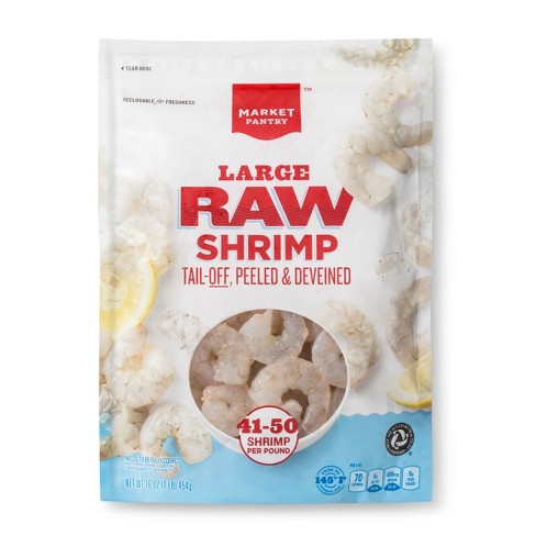 Raw Tail Off Large Raw Shrimp 41 50ct 16oz Market Pantry Target