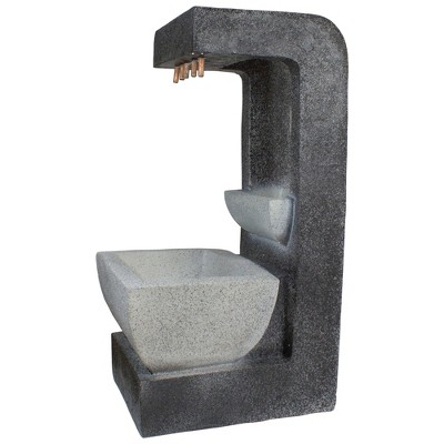 Gray Polystone LED Lighted Rainfall Outdoor Fountain with Planter