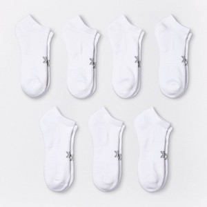 Women's Extended Size Cushioned 6+1 Bonus Pack No Show Athletic Socks - All In Motion™ White - 1 of 3