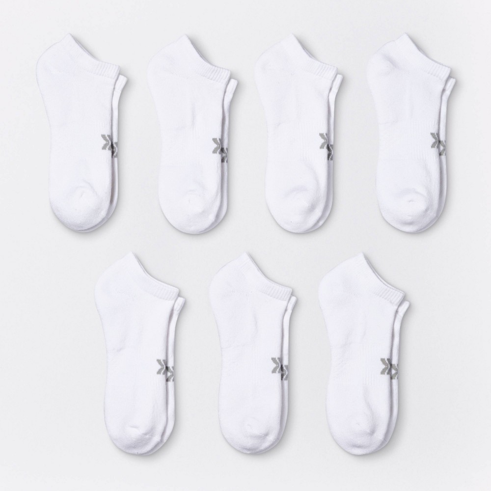 Women's Extended Size Cushioned 6+1 Bonus Pack No Show Athletic Socks - All In Motion™ White 8-12