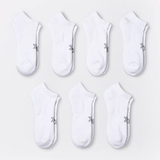 Women's Extended Size Cushioned 6+1 Bonus Pack No Show Athletic Socks - All in Motion™ White 8-12