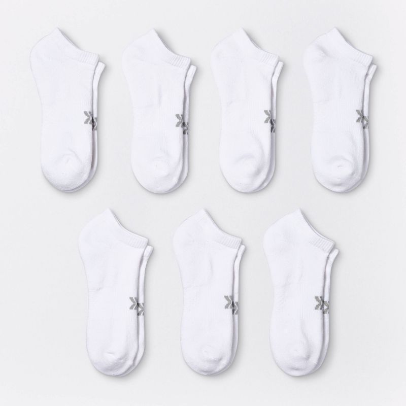 Women's Extended Size Cushioned 6+1 Bonus Pack No Show Athletic Socks - All In Motion™ White, 1 of 8