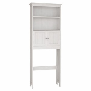 VANIRROR Bathroom Over Toilet Storage Cabinet, Freestanding 2-Tier Organizer with Adjustable Shelves, 2 Doors for Small Bathrooms, Toiletries - 1 of 3