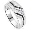 Pompeii3 1 Ct TW Mens Black & White Diamond Wedding Band 10k White Gold Ring - 2 of 4