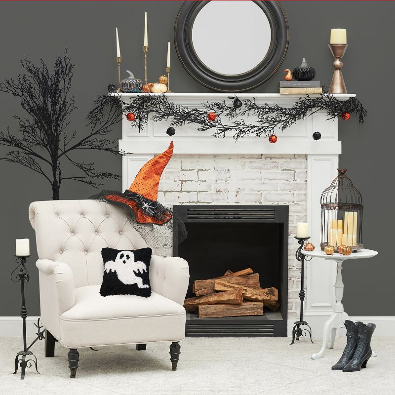 C&F Home 8" x 8" Spooky Ghost Hooked Petite Halloween Throw Pillow, 4 of 7