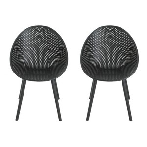 Infurnic Patio Dining Chairs Weather-Resistant Gable Dining Chair Multipurpose Modern Design for Outdoor and Indoor, Black, 23.23"*23.25"*32.75" - 1 of 4