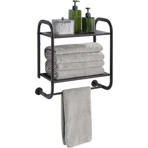 Dcolora Compact Wall Mount 2 Tier Bathroom Shelf with Towel Bars - 1 of 1