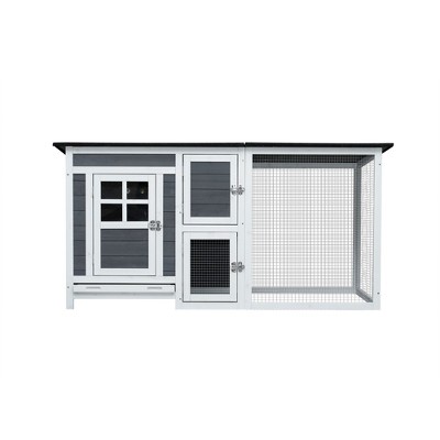 Bencmate 3D Outdoor Indoor Poultry Cage Small Animal House Outdoor Chicken Hutch Coop with Running Cage,Beige (62.99"*29.44"*31.22")