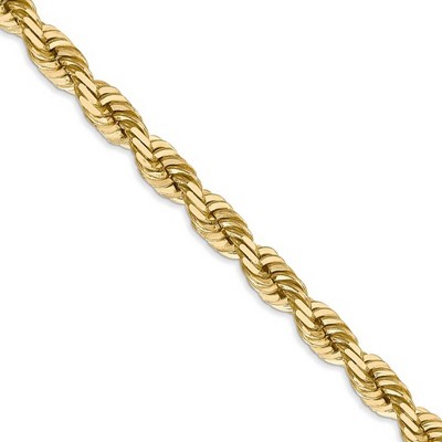 Black Bow Jewelry 5.5mm, 14k Yellow Gold, Diamond Cut Solid Rope Chain Necklace