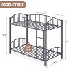 Metal Bunk Bed Twin Over Twin, Heavy Duty Bunkbeds Frame with Arched Guardrail and Safety Ladder, Sturdy Steel Bed for Kids Boys Girls, Black - 2 of 4