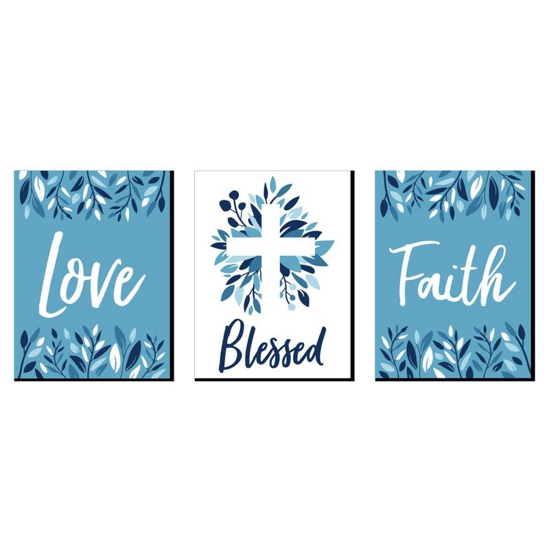 Big Dot of Happiness Blue Elegant Cross - Nursery Wall Art, Kids Room Decor and Home Decorations - Gift Ideas - 7.5 x 10 inches - Set of 3 Prints, 1 of 7