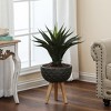 LuxenHome Butterfly Embossed Brown 12.25" Round MgO Planter with Wood Legs - 2 of 4