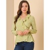 INSPIRE CHIC Women's Floral Print V Neck Tie Waist Ruffle Neck Chiffon Wrap Shirt - 2 of 4