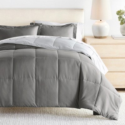 7PC Bedding Bundle, Reversible Solid Comforter and Patterned Sheet Set - Becky Cameron
