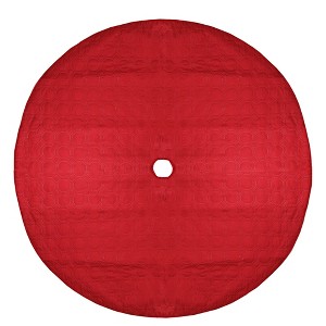 Northlight 48" Red Quilted Christmas Hexagon Tree Skirt with Velvety Trim - 1 of 4