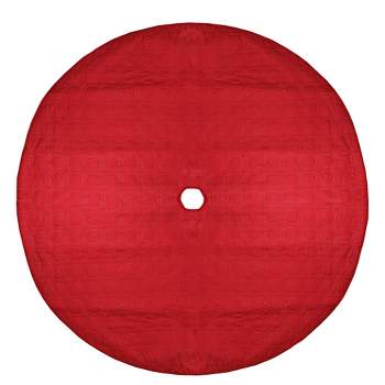 Northlight 48" Red Quilted Christmas Hexagon Tree Skirt with Velvety Trim