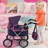 Bayer: Baby Doll Pram – Adjustable Trendy Stroller with Large Wheels, Foldable & Stylish for Dolls Up to 46cm - Pink and Blue - 2 of 4