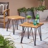 Zion Set of 2 Industrial Side Table: Weather-Resistant Acacia & Iron - Christopher Knight Home - 2 of 4