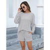 Pajamas Set for Women Knit Lounge Set 2 Piece Outfits Loungewear Sweatsuit with Pockets - 2 of 4