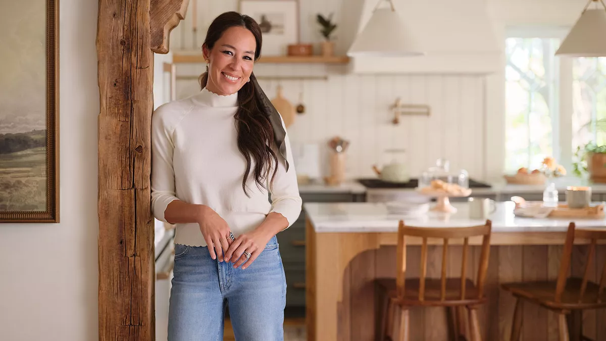 Joanna Gaines standing in kitchen