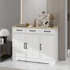 Farmhouse Buffet Cabinet Storage Sideboard with 3 Drawers and 3 Doors for Dining Living Room Kitchen Cupboard - 2 of 4