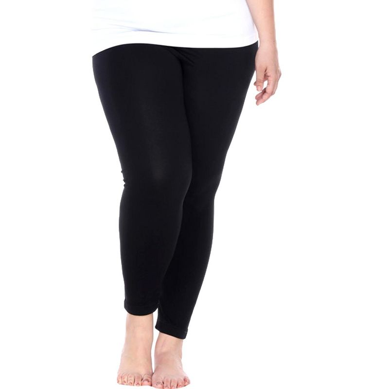 Women's One Size Fits Most Plus Size Super-Stretch Solid Leggings - One Size Fits Most Plus - White Mark, 2 of 4