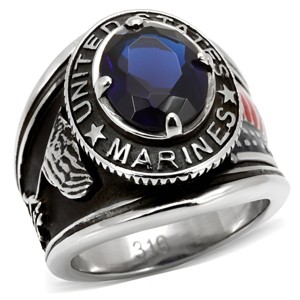 Slickblue Stainless Steel Ring, Men's Ring, Synthetic Glass Montana, Military Style, US Marines, Sizes 7-14 - 1 of 4