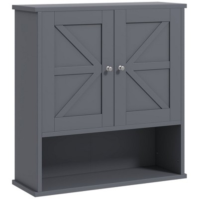 NicBex Bathroom Wall Mount Storage Cabinet Medicine Cabinet with 2 Doors & 3 Tier Storage Shelves