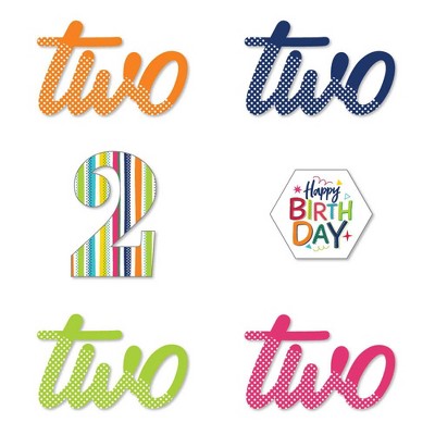 Big Dot of Happiness 2nd Birthday - Cheerful Happy Birthday - DIY Shaped Colorful Second Birthday Party Cut-Outs - 24 Count