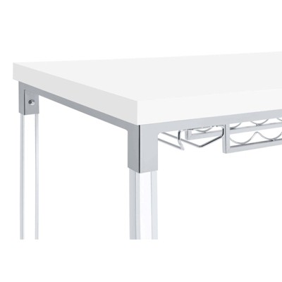 White High Gloss Bar Height Table with Acrylic Legs and Wine Storage