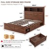 SinCiDo Farmhouse Full Size Bed Frame, w/52" Tall Storage Bookcase Headboard，Charging Station&LED Light, Drawers, No Box Spring Needed, Noiseless - 4 of 4