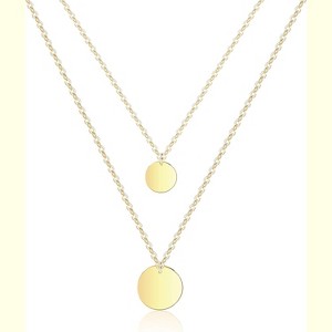 Dainty Bar & Disc Necklace for Women, Gold or Silver Elegant Fashion Jewelry - 1 of 4