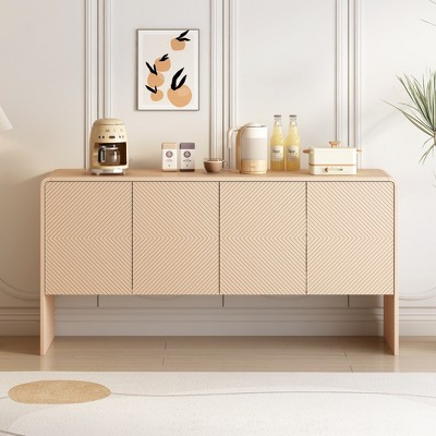 Whisen Minimalist Style Sideboard with 4-Doors and Rebound Device for Living Room, Entryway, Dining Room