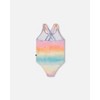 Deux par Deux Girl Printed One-Piece Swimsuit Flowers on Multicolored Background - 3 of 4