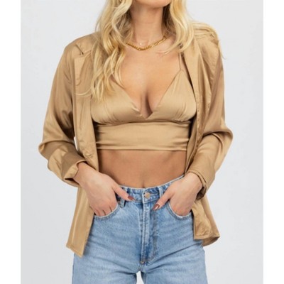 Women's SATIN BRALETTE + BUTTON DOWN SET - MABLE