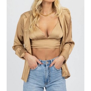 Women's SATIN BRALETTE + BUTTON DOWN SET - MABLE - 1 of 4