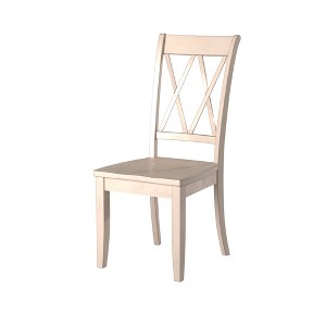 Transitional Double X-Back Side Chairs Set of 2 with White Finish and Pine Veneer - 1 of 4