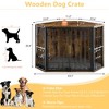 VECELO 43.3" Dog Crate, Indoor Dog Kennel Indoor with Cushion & 2 Removable Trays, Wooden Decorative Pet House for Large/Medium Dogs, Brown - 2 of 4