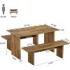 Tribesigns 3 Pieces Dining Table Set with 2 Benches, 55" Farmhouse Kitchen Table Set for 4-6, Rectangular Wooden Heavy Duty Dinette - 3 of 4