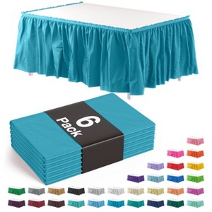 Crown Display 6 pack Disposable Plastic Tableskirts - 29" x 14 Ft ruffled Table Skirt with Adhesive Strip - 6 Count - 1 of 4