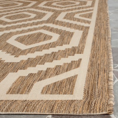 Brown and Bone Geometric Indoor/Outdoor Area Rug