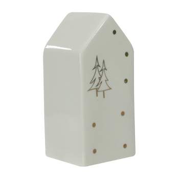 Northlight 5" White and Gold Ceramic House Christmas Tabletop Decoration