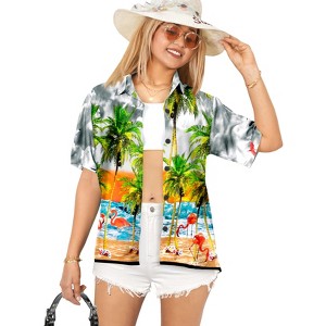 HAPPY BAY Hawaiian Shirts Womens Casual Summer Beach Party Tropical Colorful Tops Blouses Short Sleeve Dress Shirts Dresses for Women - 1 of 4
